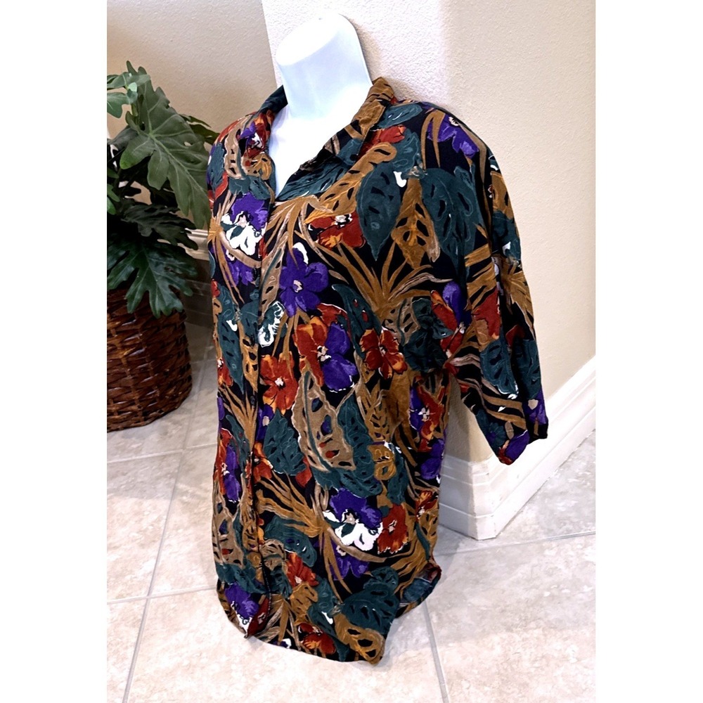 Vintage Original Venezia Sportswear Tropical Floral Button Down Shirt XL